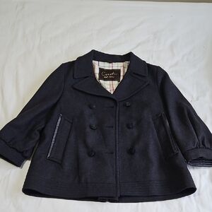 Coach Women's Double-Breasted Pea Coat in Black